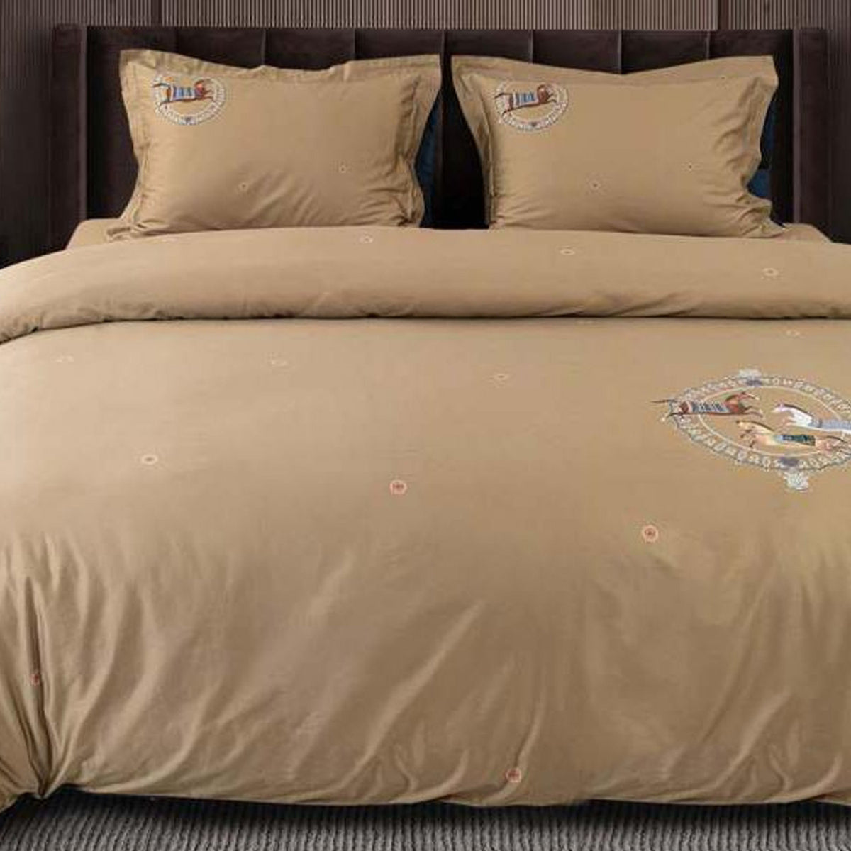GLOBAL LIVING SG BLACK BROWN HORSE PRINTED DOUBLE BEDSHEET