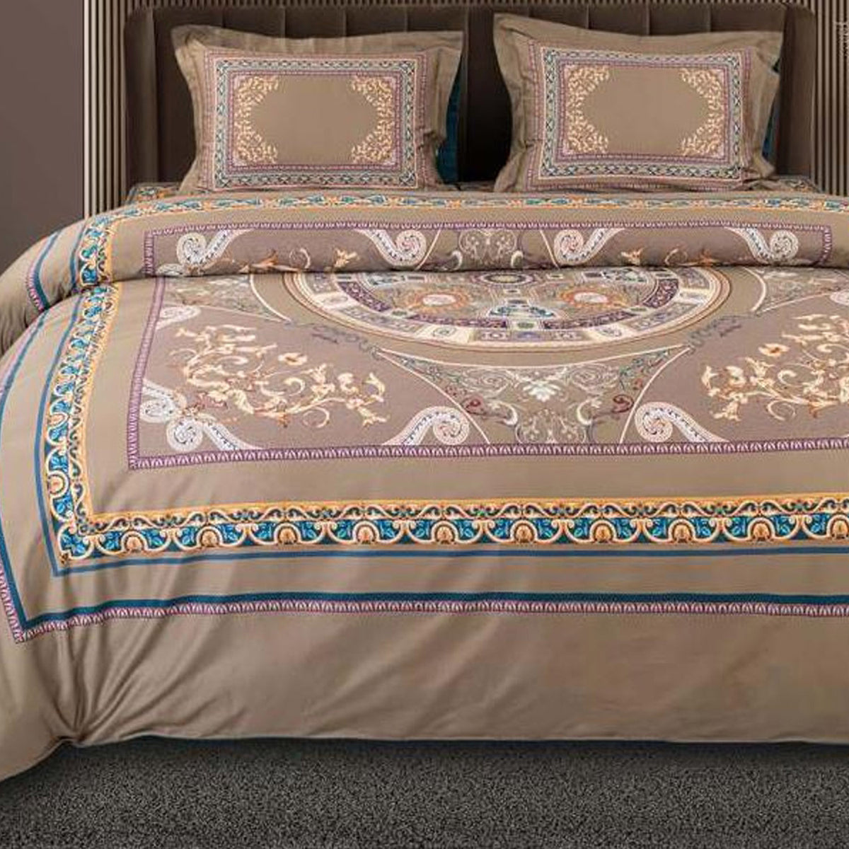 GLOBAL LIVING SG BLACK BROWN MODERN DOUBLE BEDSHEET