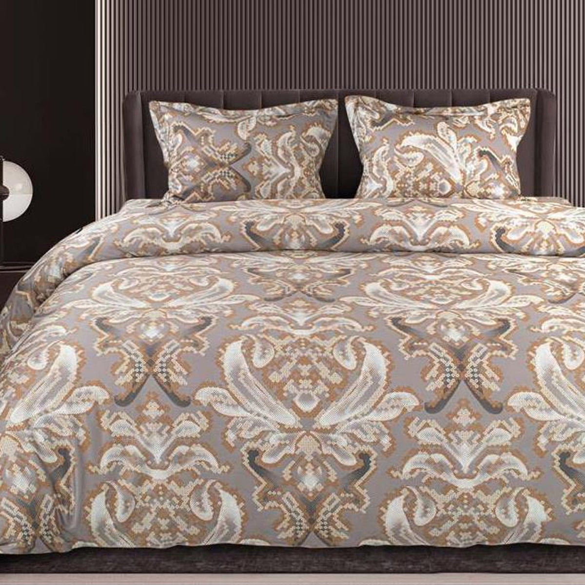 GLOBAL LIVING SG BLACK BEIGE MODERN DOUBLE BEDSHEET