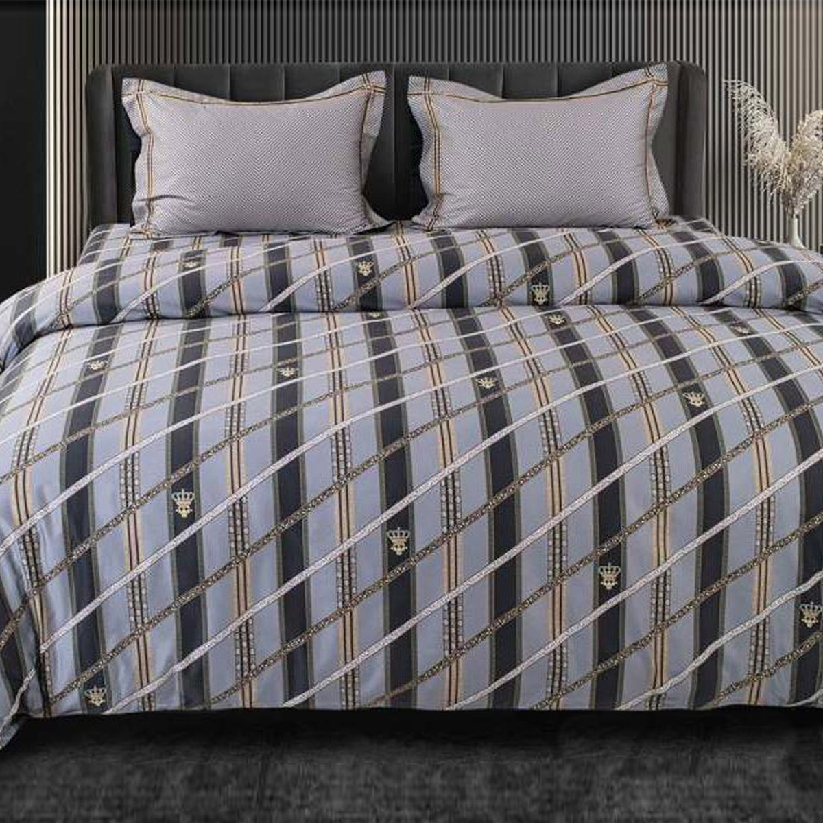 GLOBAL LIVING SG BLUE STRIPED DOUBLE BEDSHEET