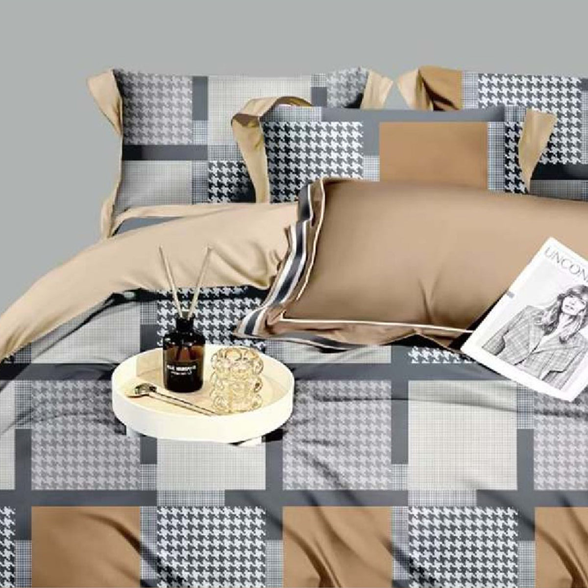 FOUR SEASONS XL GRAY STRIPED DOUBLE BEDSHEET