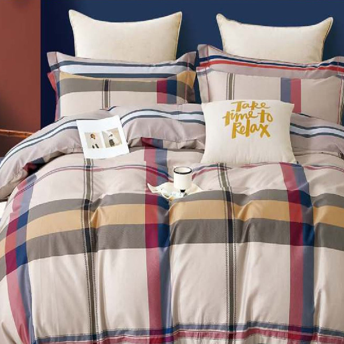 FOUR SEASONS XL MULTICOLOUR STRIPED DOUBLE BEDSHEET