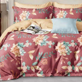 FOUR SEASONS LIGHT RED FLORAL DOUBLE BEDSHEET