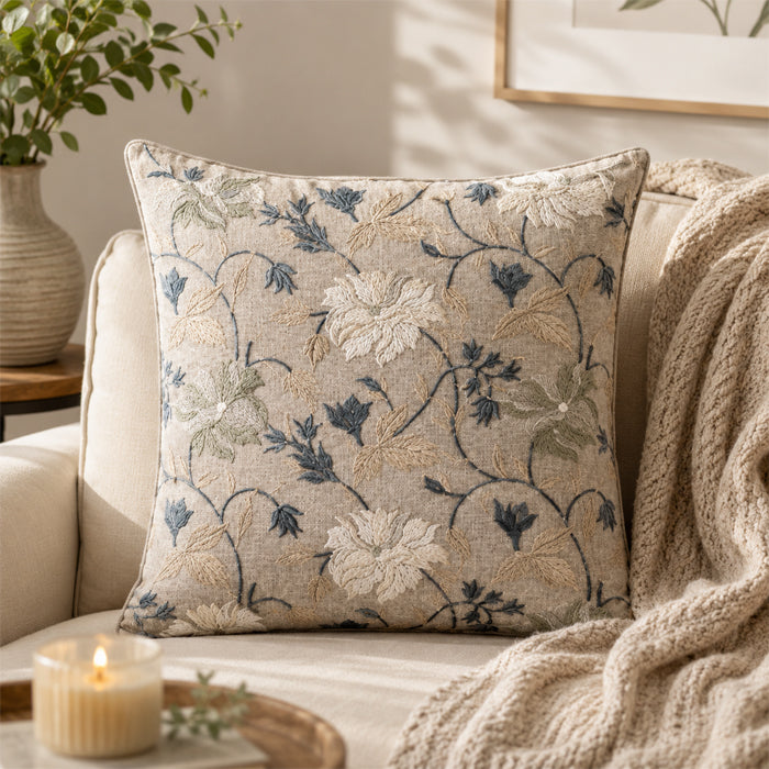 SAREE JAAL BLUE FLORAL CUSHION COVER