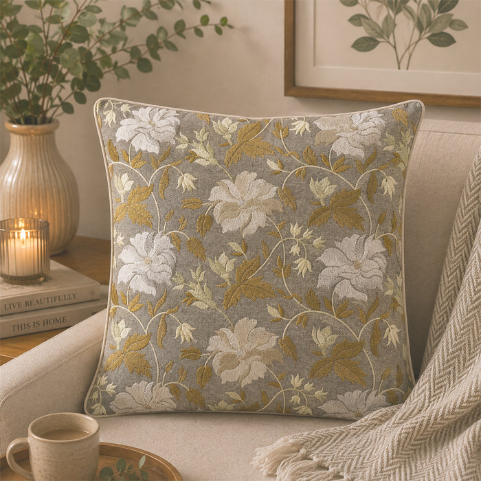 SAREE JAAL GOLD FLORAL CUSHION COVER