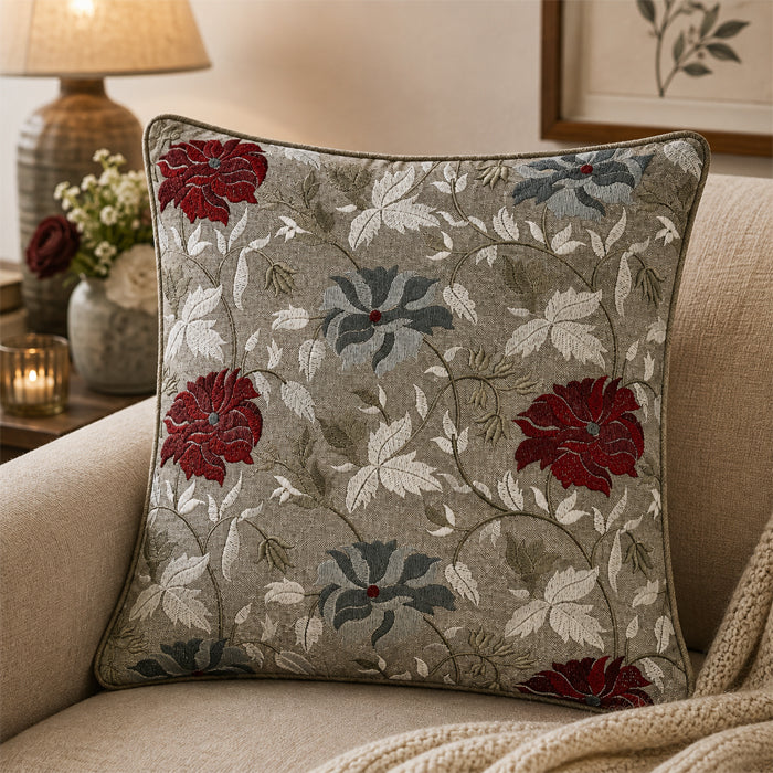 SAREE JAAL RED FLORAL CUSHION COVER