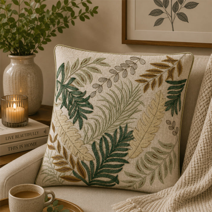 GREEN MULTILEAF CUSHION COVER