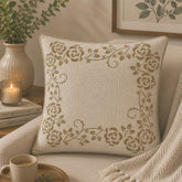 BEIGE ROSE BORDER CUSHION COVER
