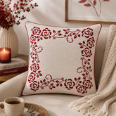RED ROSE BORDER CUSHION COVER