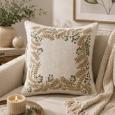 GREEN LEAF BORDER CUSHION COVER