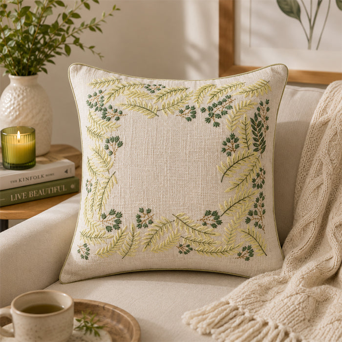 YELLOW LEAF BORDER CUSHION COVER
