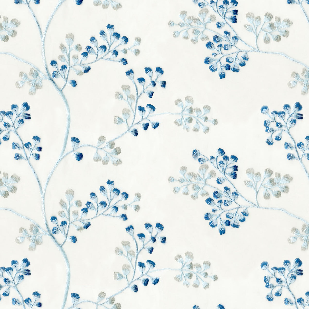 ARRENT SNOW BLUE LEAFS SHEER FABRIC