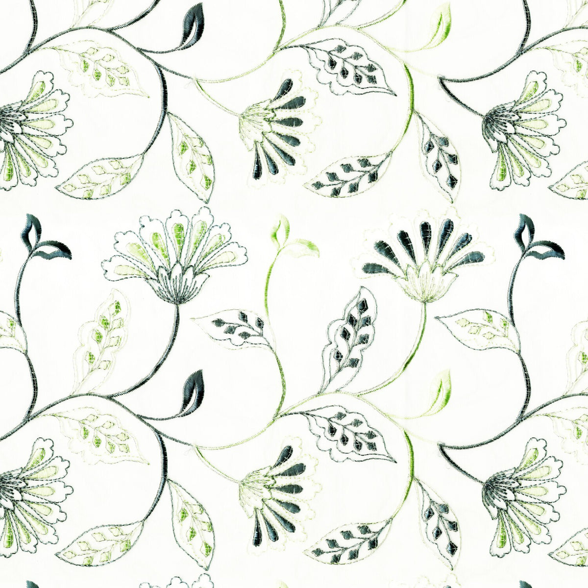 KWID GREEN FLORAL SHEER FABRIC