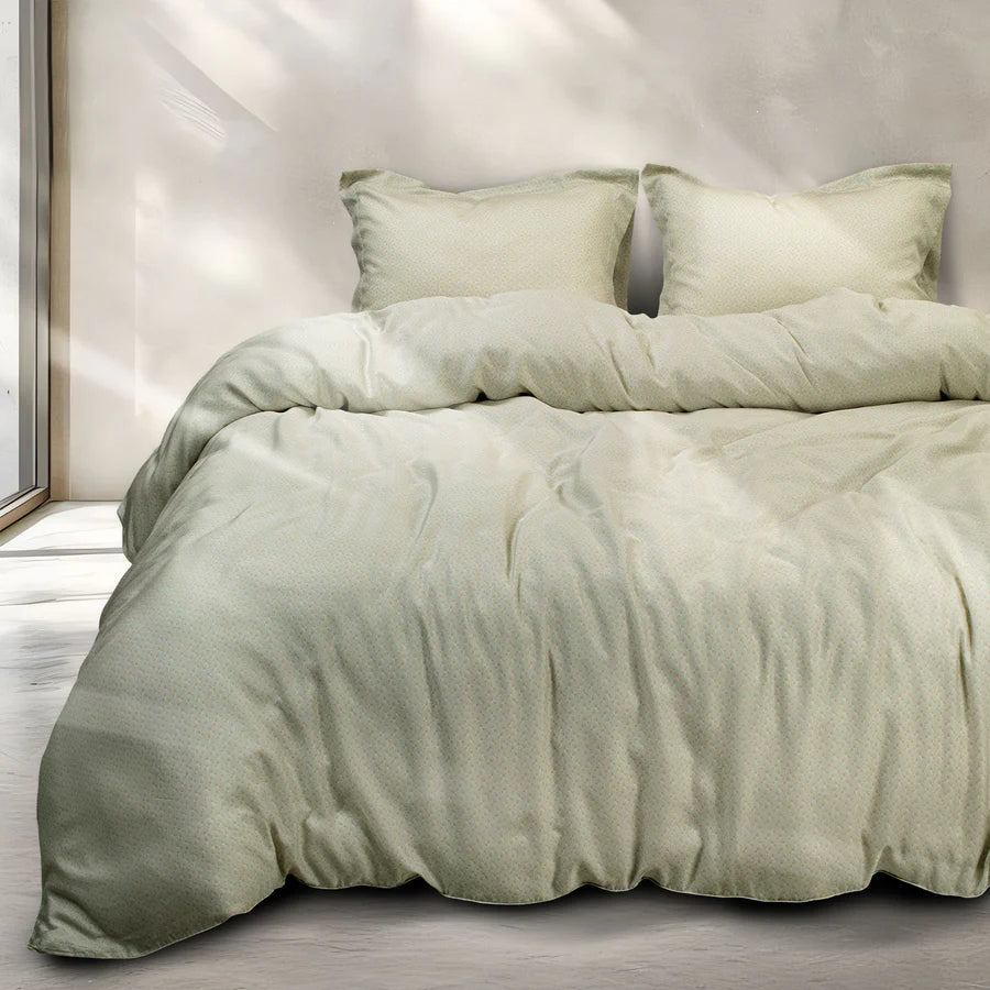 MADE FROM GREEN 550 TC COTTON LIGHT GREEN DOTS DOUBLE BEDSHEET