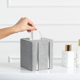FRENCH BOUCLE METAL SILVER HANDCRAFTED SQUARE TISSUE BOX