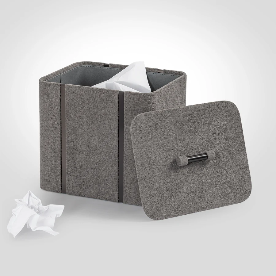 FRENCH BOUCLE METAL DARK GREY HANDCRAFTED DUSTBIN
