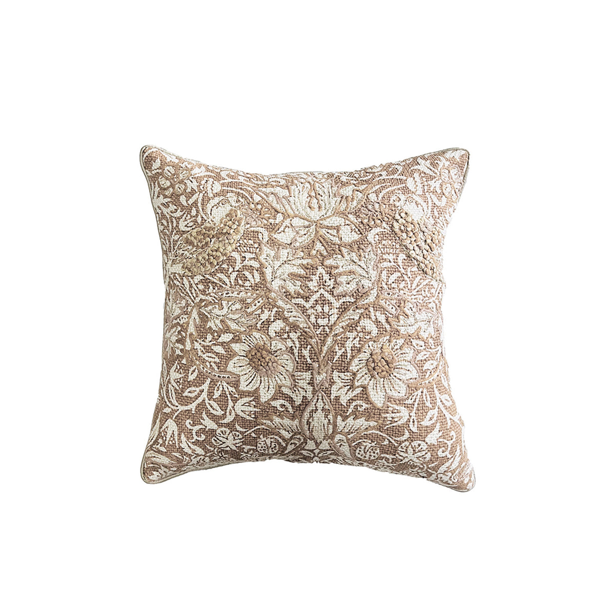 WM BLUSH BROWN FLORAL CUSHION COVER