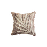 BROWN COTTON LEAF EMBROIDERY CUSHION COVER