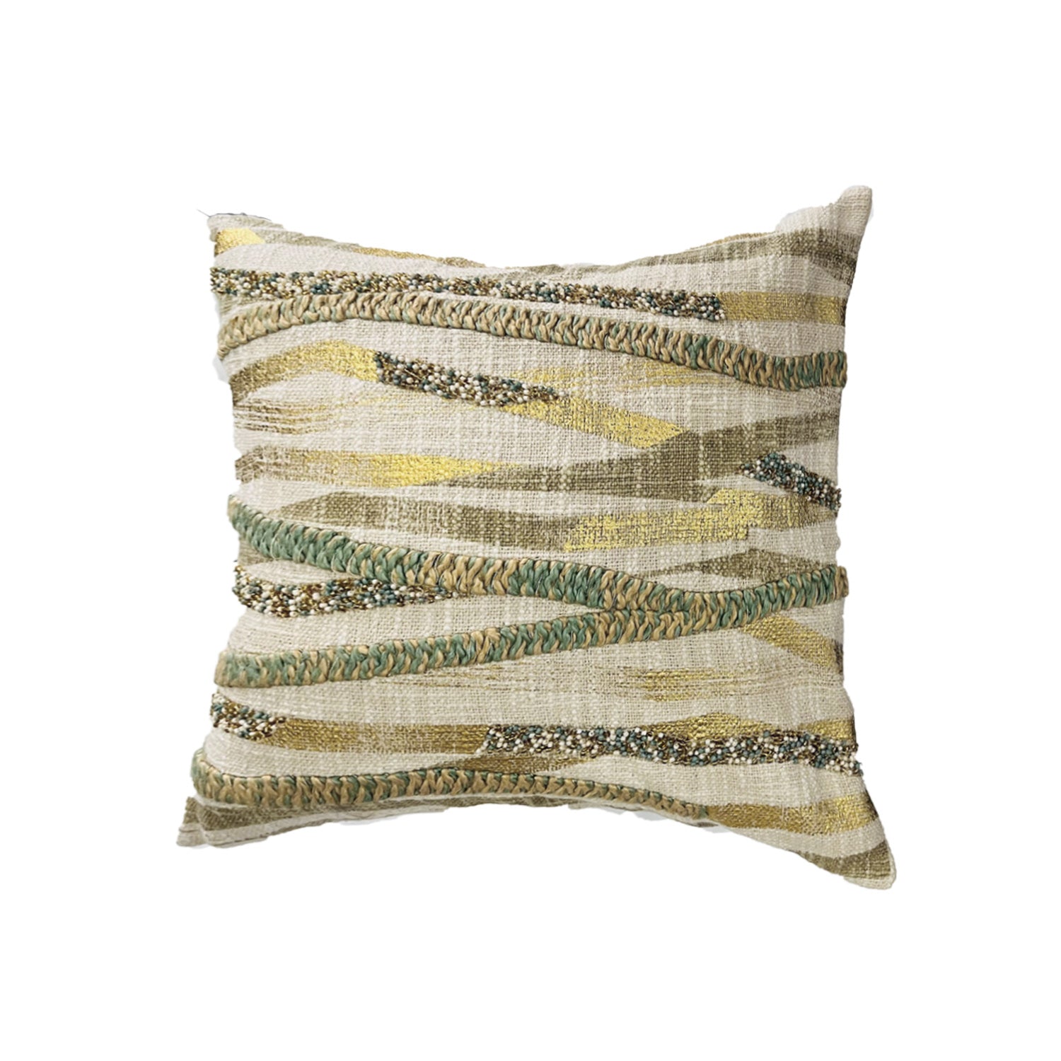 AMTR GREEN GOLD EMBROIDERY CUSHION COVER
