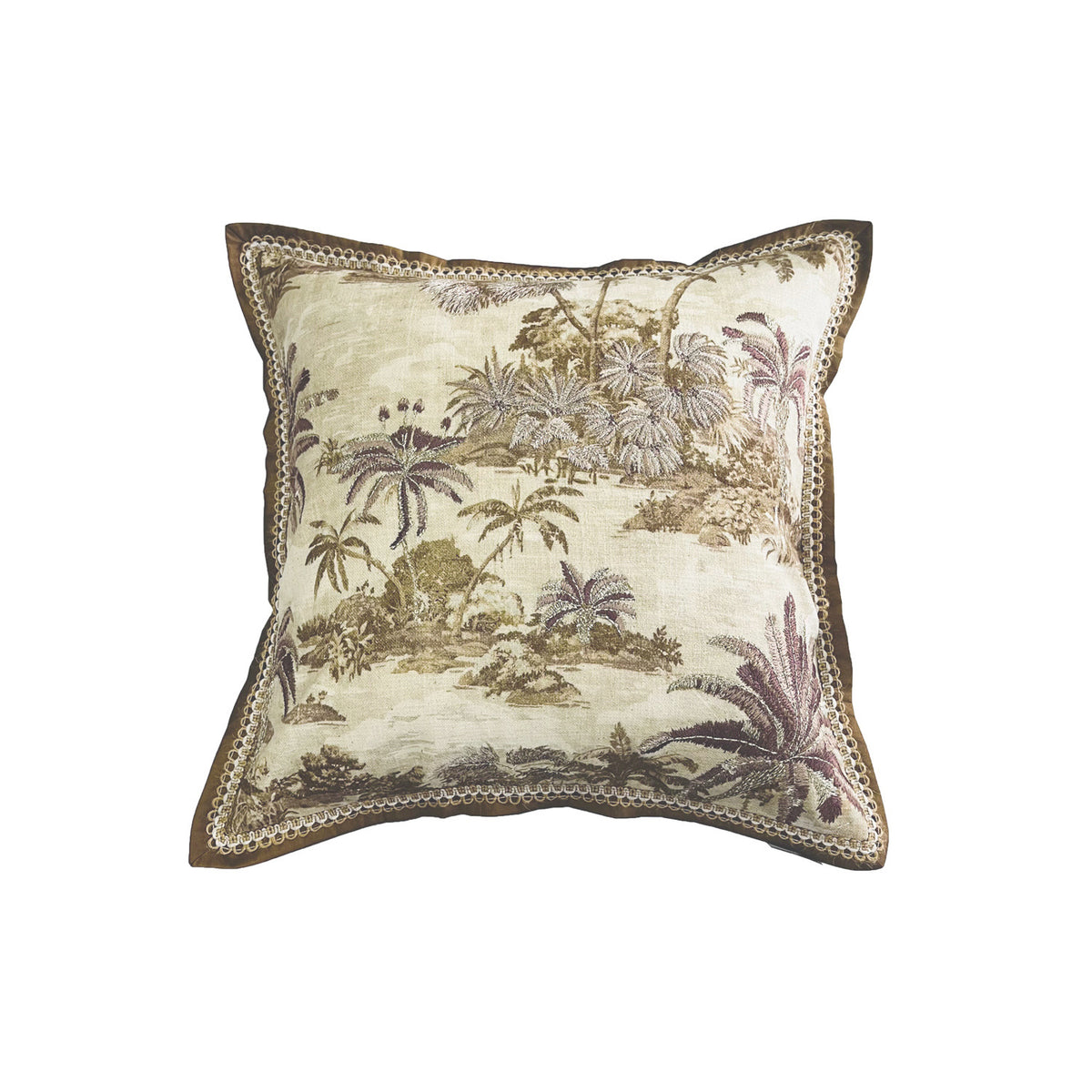 AMTR BROWN BEACH FLORAL CUSHION COVER