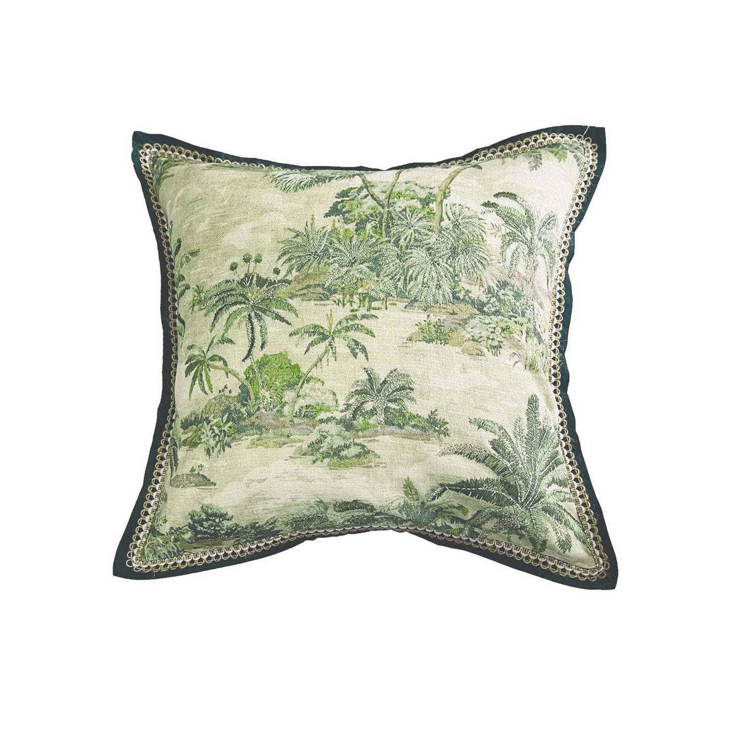 AMTR GREEN BEACH FLORAL CUSHION COVER