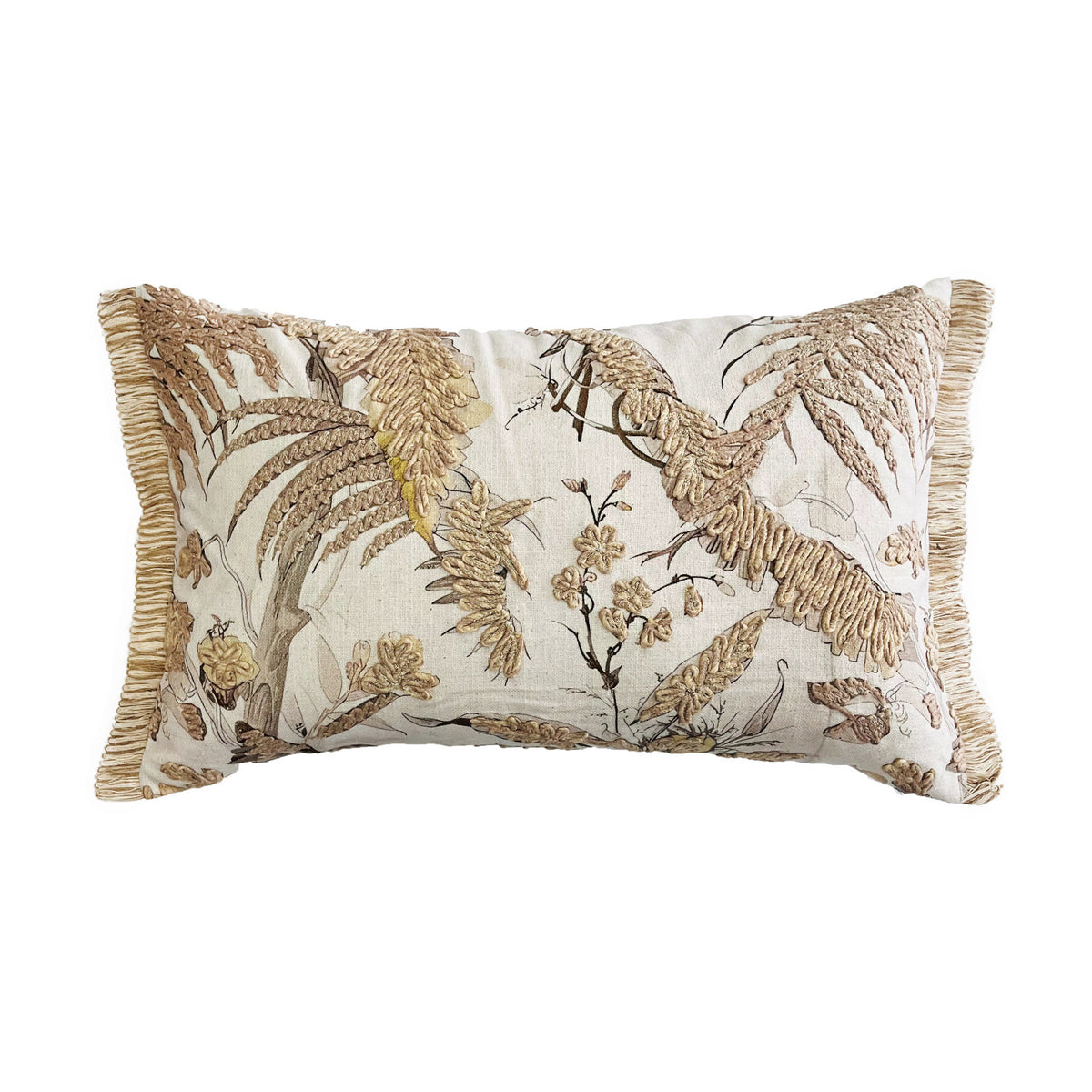 AMTR BEIGE EMBROIDERY RECTANGLE CUSHION COVER