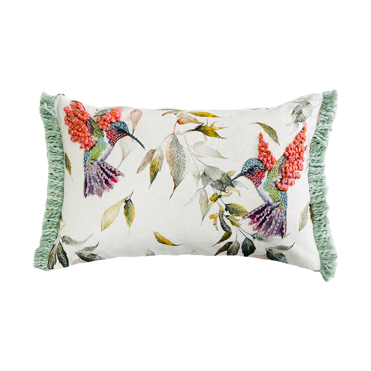 AMTR BLUE BIRDS EMBROIDERY RECTANGLE CUSHION COVER