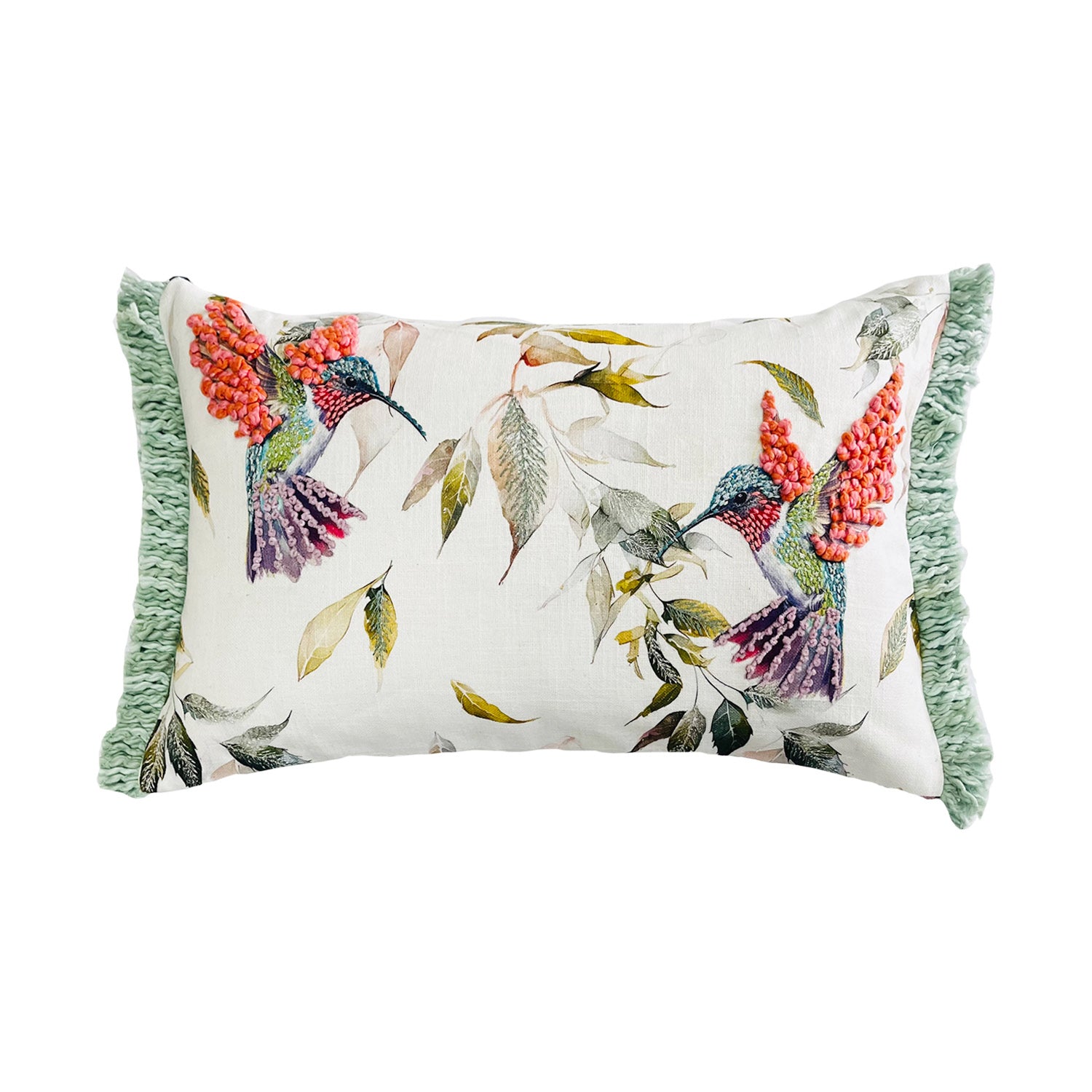 AMTR BLUE BIRDS EMBROIDERY RECTANGLE CUSHION COVER