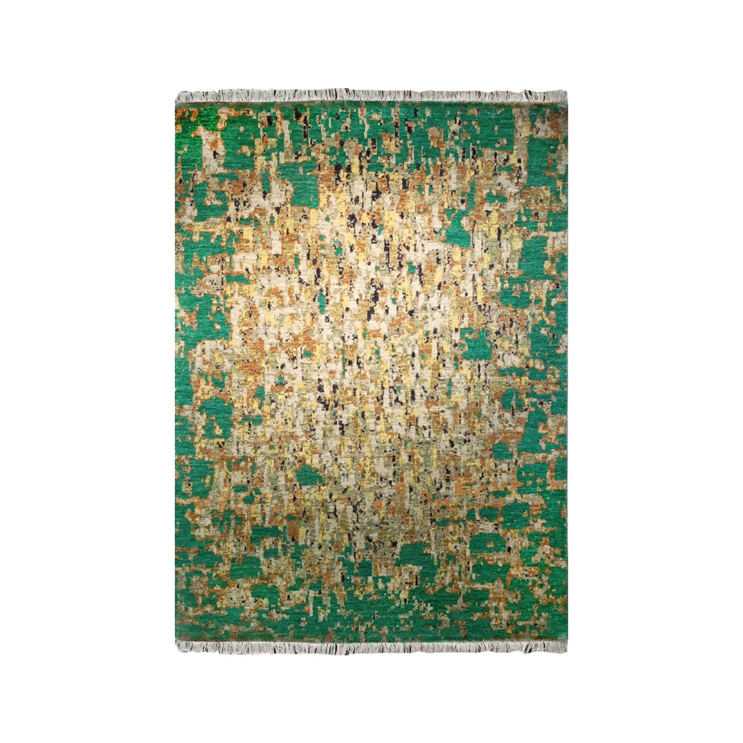 HANDKNOTTED WOOLEN BROWN GREEN TRADITIONAL CARPET