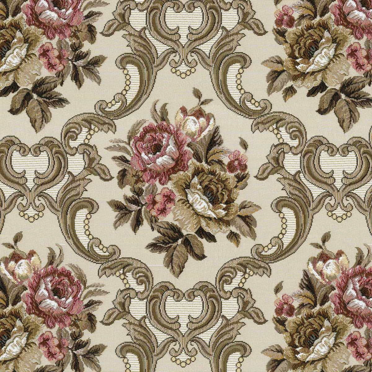 LEVENO BROWN MAROON FLORAL SOFA FABRIC