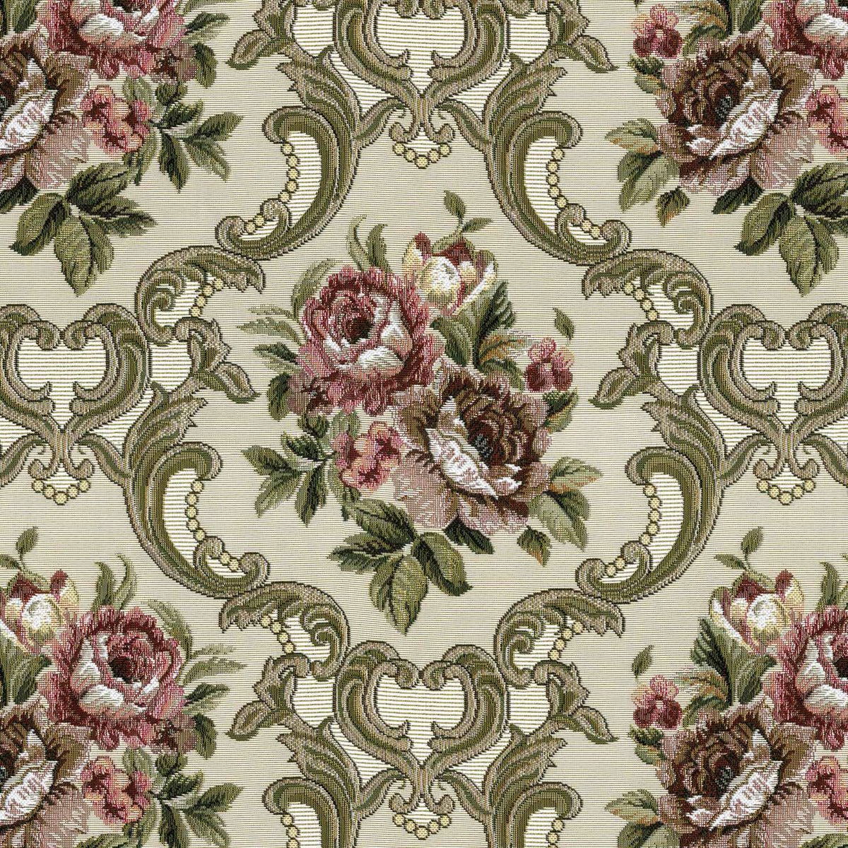 LEVENO GREEN RUST FLORAL SOFA FABRIC