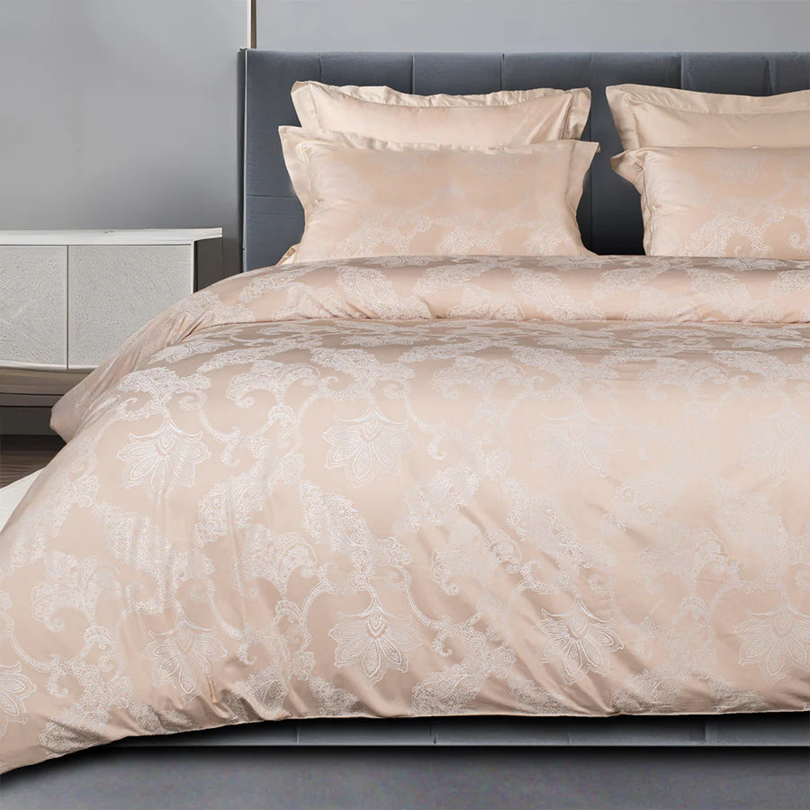 MODAL JACQUARD 600TC GOLD FLORAL DOUBLE BEDSHEET