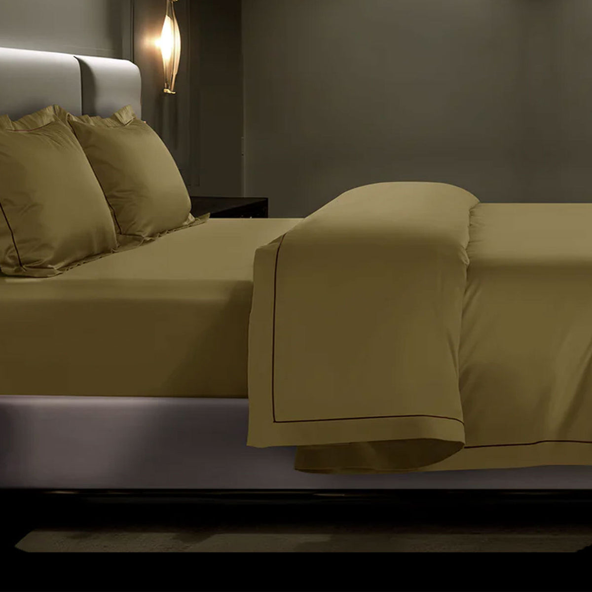 EGYPTION OLIVE PLAIN DOUBLE BEDSHEET
