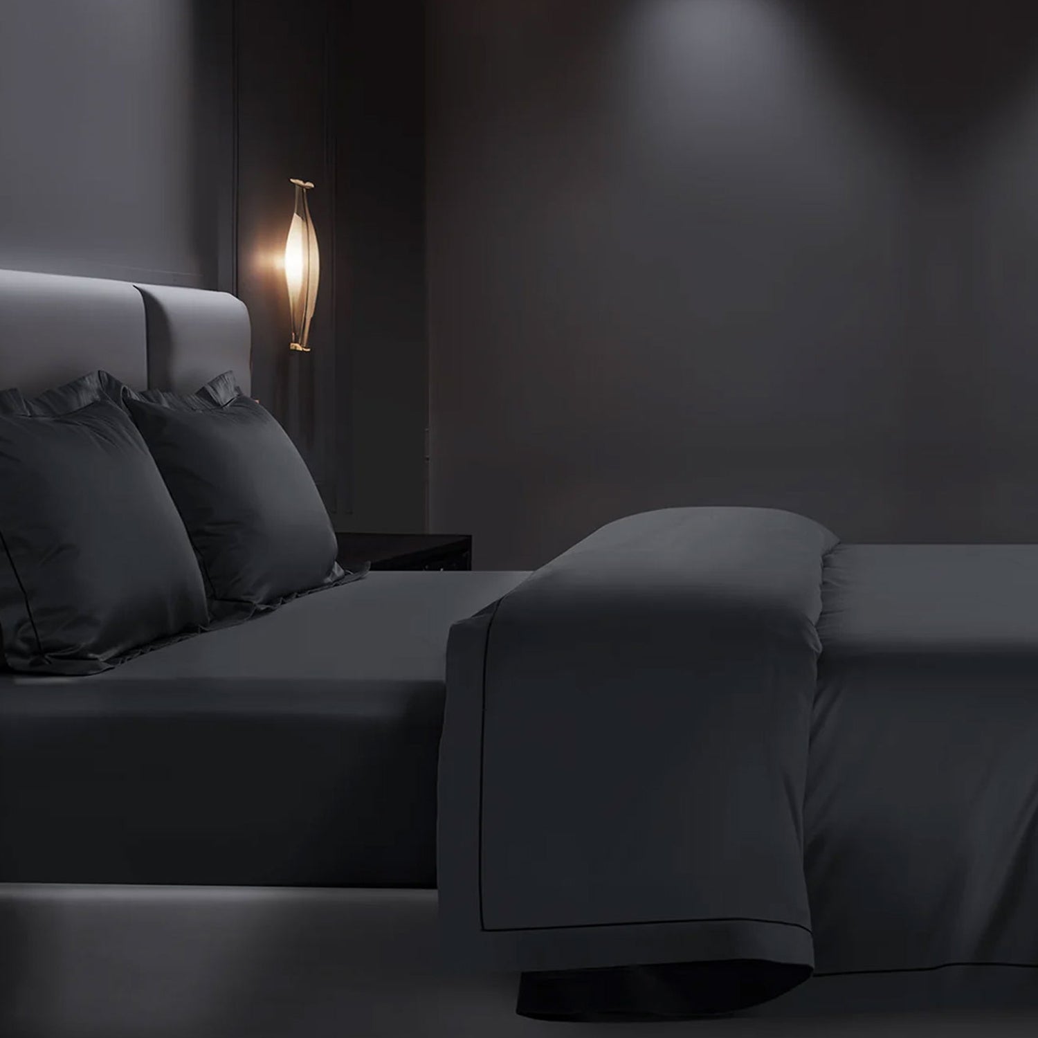 EGYPTION DARK GREY PLAIN DOUBLE BEDSHEET