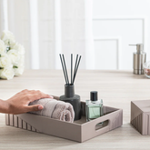 ELEGANT FLUTED TAUPE LEATHERITE TRAY