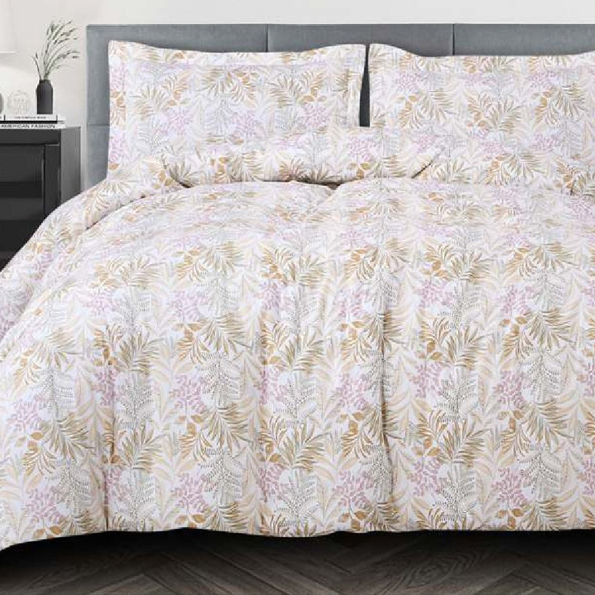 FOUR SEASONS XL BEIGE LEAFS DOUBLE BEDSHEET