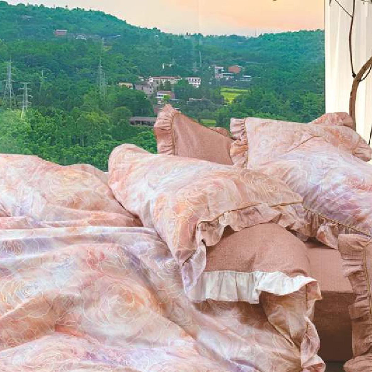 FOUR SEASONS XL ROSE GOLD FLORAL DOUBLE BEDSHEET