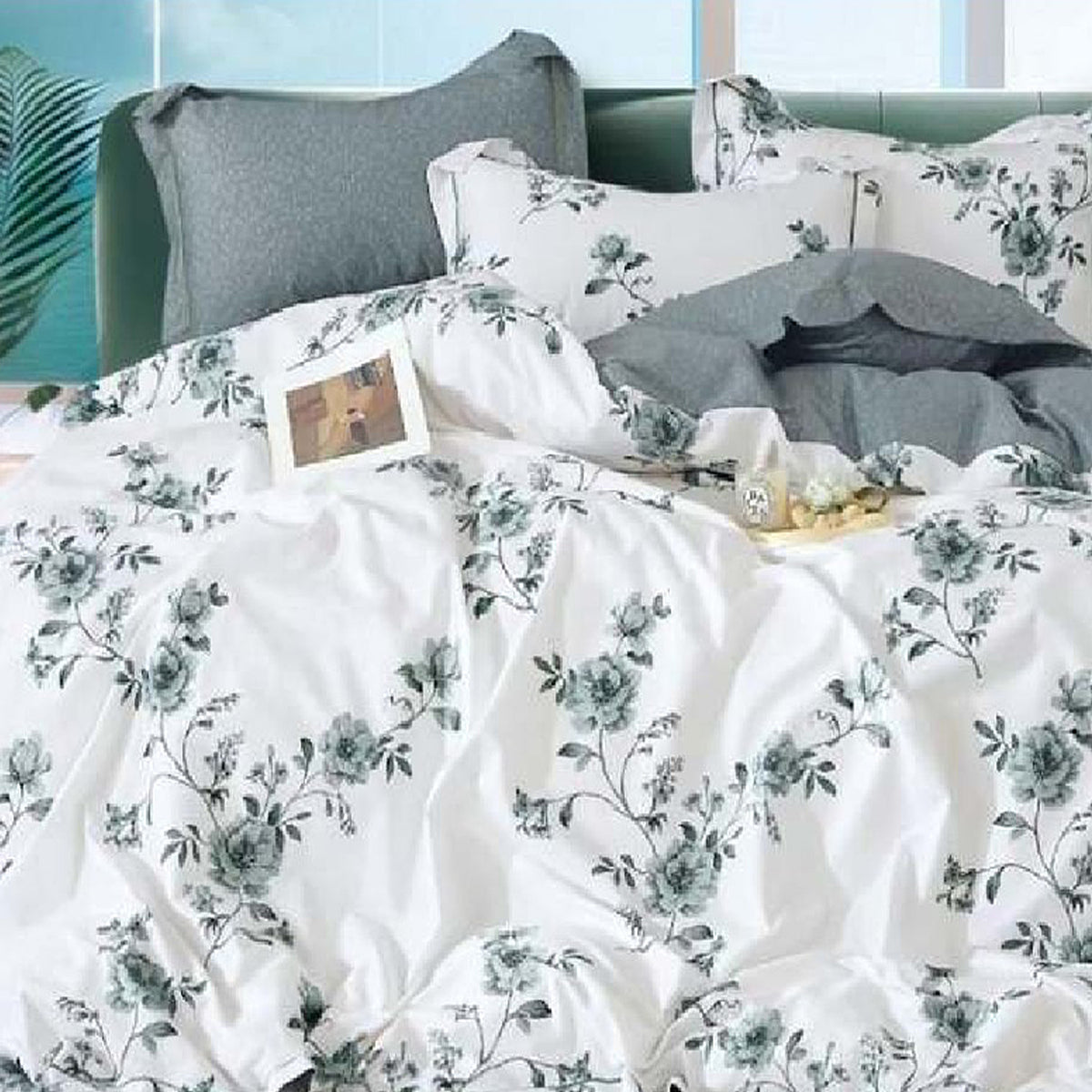 FOUR SEASONS XL WHITE FLORAL DOUBLE BEDSHEET