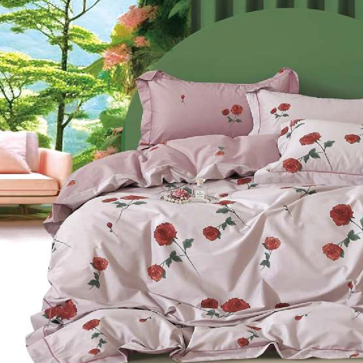 FOUR SEASONS XL PINK FLORAL DOUBLE BEDSHEET