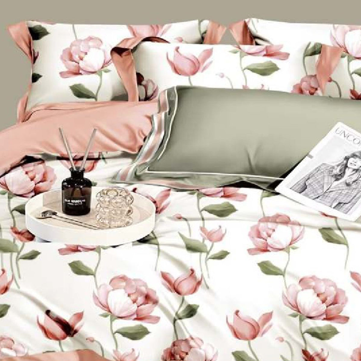 FOUR SEASONS XL WHITE FLORAL DOUBLE BEDSHEET