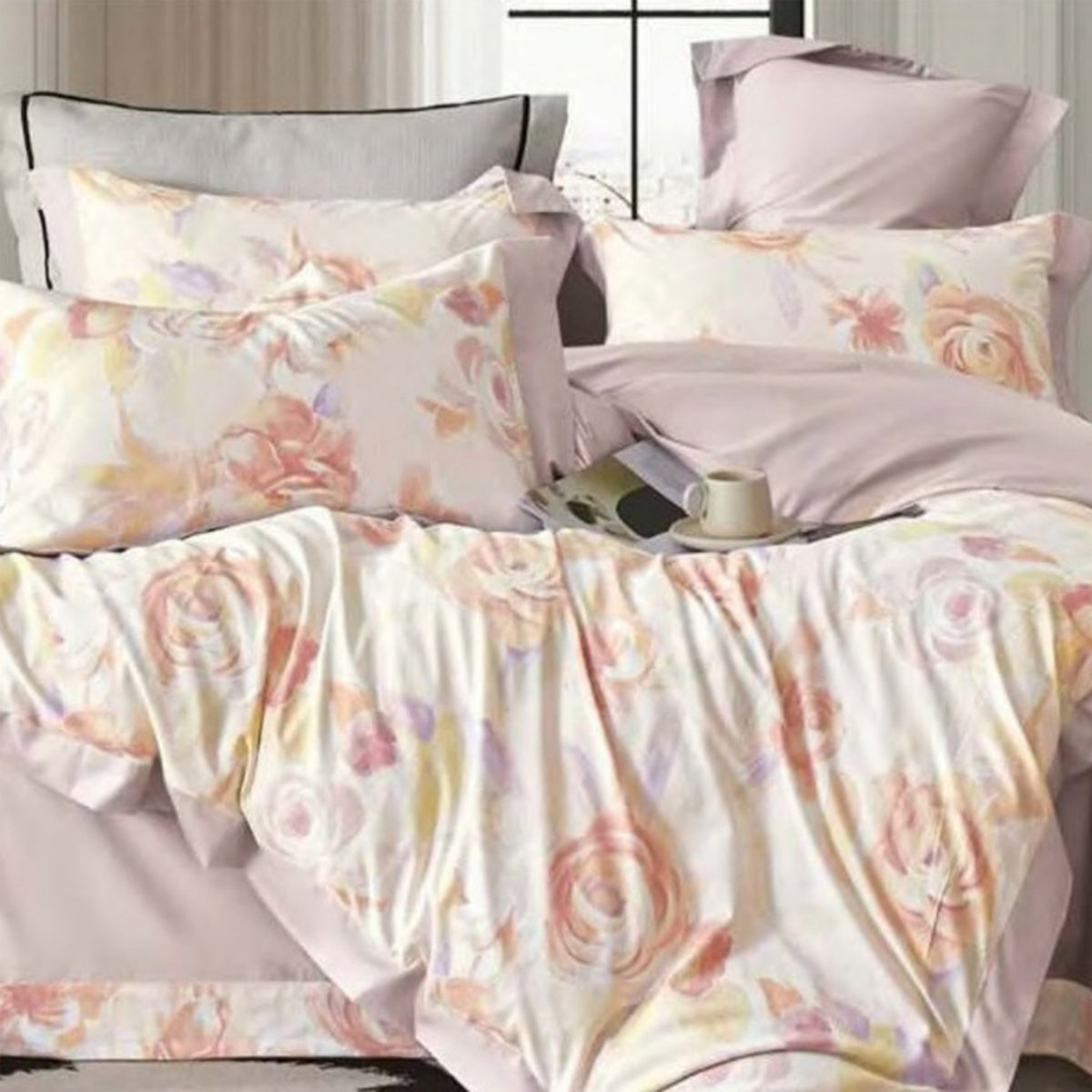 FOUR SEASONS XL BABY PINK FLORAL DOUBLE BEDSHEET