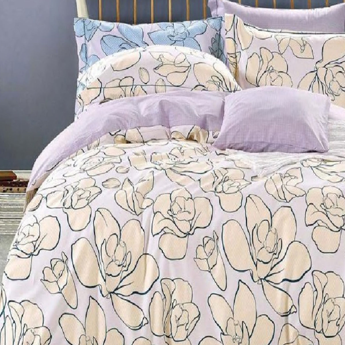 FOUR SEASONS XL OYSTER PINK FLORAL DOUBLE BEDSHEET