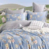FOUR SEASONS XL CADET BLUE FLORAL DOUBLE BEDSHEET