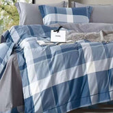 FOUR SEASONS XL BLUE GREY & BLUE BAYOUX MODERN DOUBLE BEDSHEET
