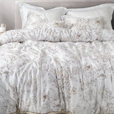TENCEL WHITE LEAFS DOUBLE BEDSHEET