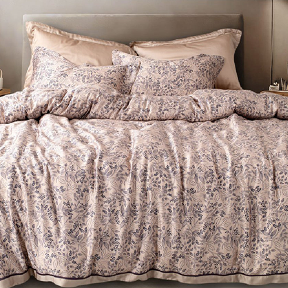 TENCEL BABY PINK LEAFS DOUBLE BEDSHEET