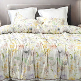 TENCEL WHITE MULTICOLOUR FLORAL DOUBLE BEDSHEET