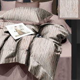 TENCEL COFFEE STRIPED DOUBLE BEDSHEET