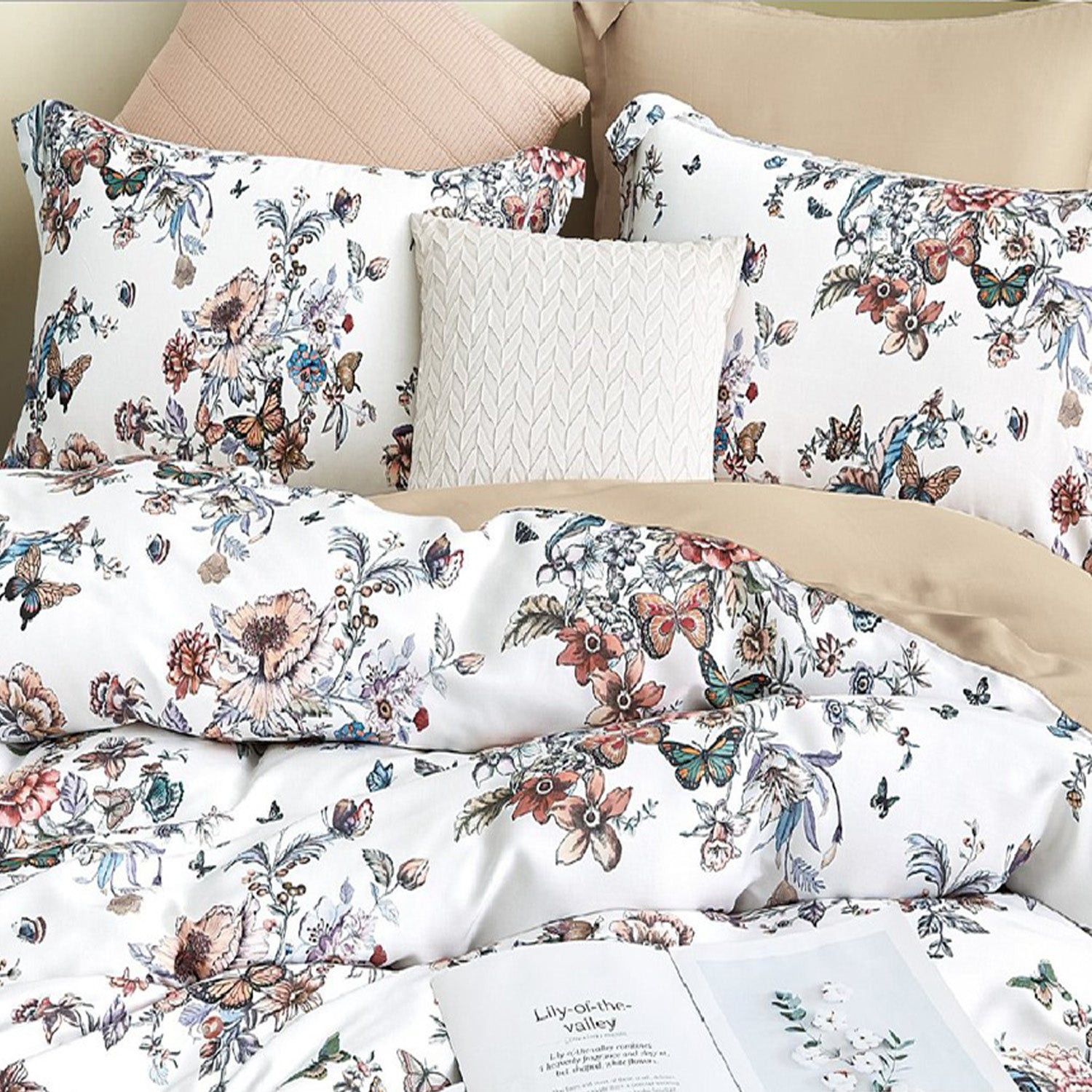 TENCEL WHITE FLORAL DOUBLE BEDSHEET