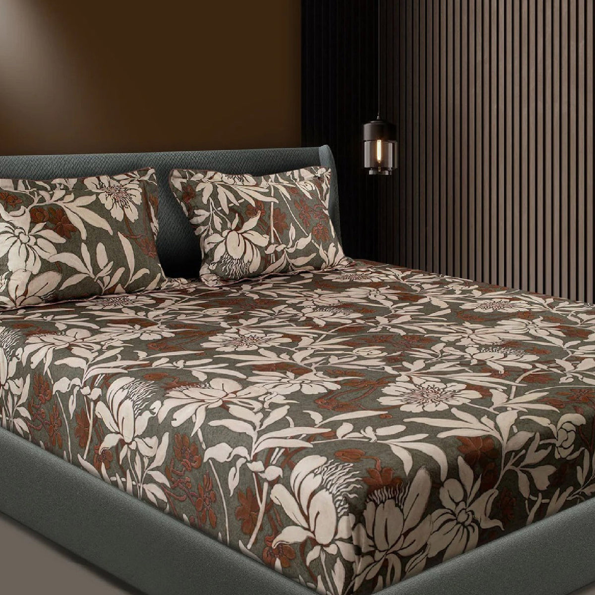 GLOBAL LIVING SG BEIGE FLORAL DOUBLE BEDSHEET